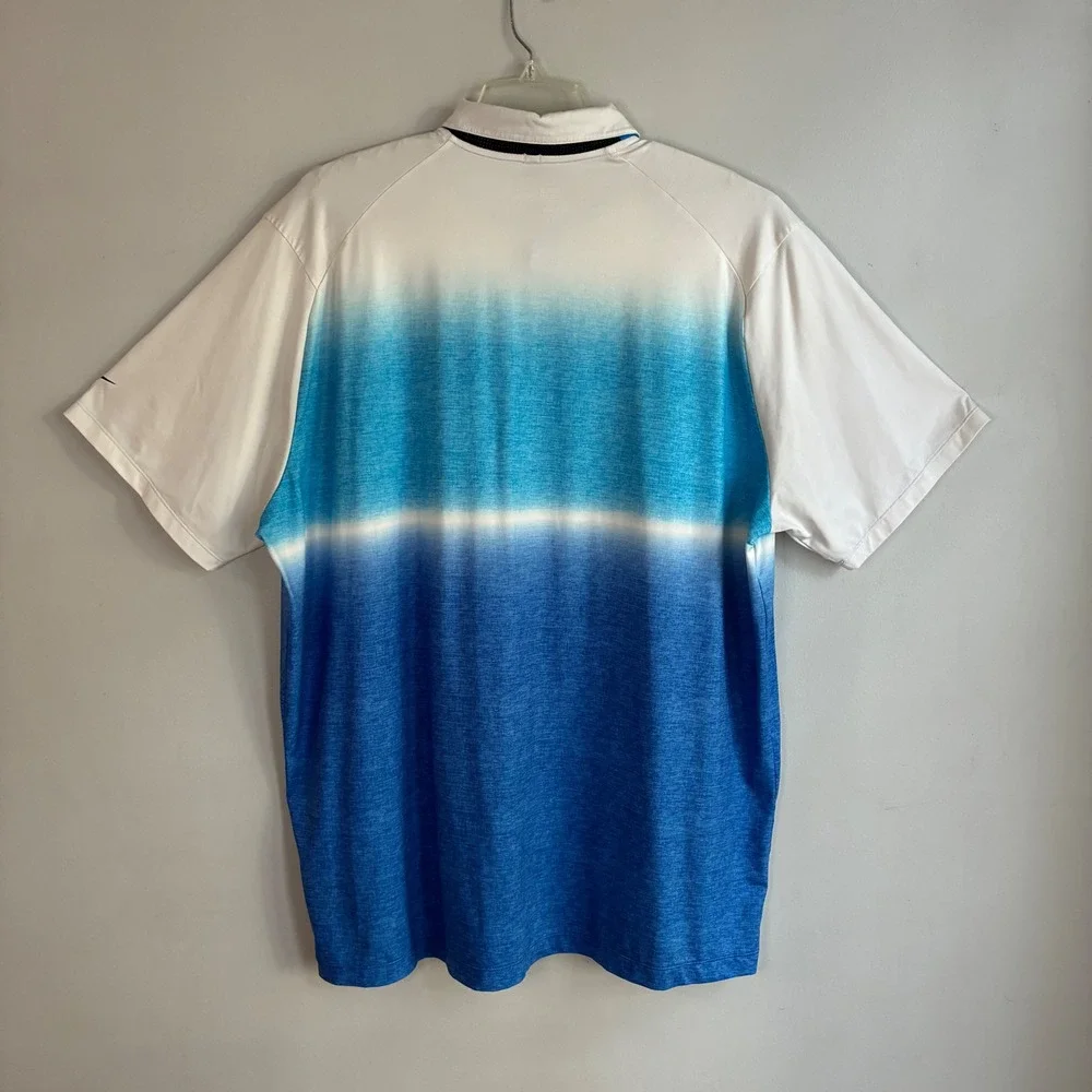 Nike Golf Polo Shirt Mens XXL Blue Ombre‎ Dri-Fit Tour Performance Short Sleeve